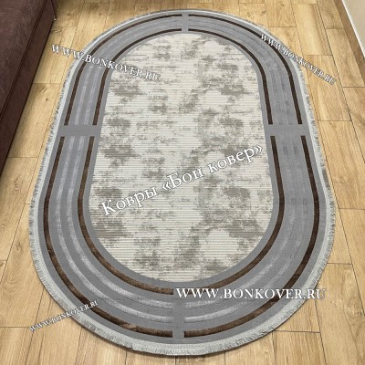 Турецкий ковер для гостиной Дизайн 07 Серый Овал